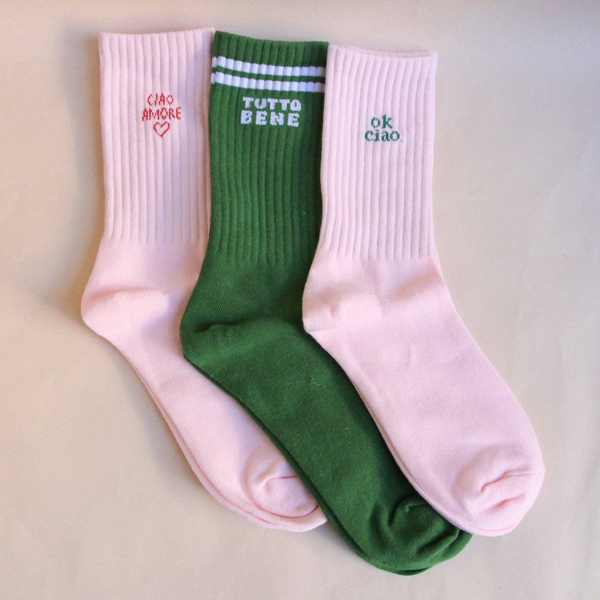 Socken "Ok Ciao Rosa"