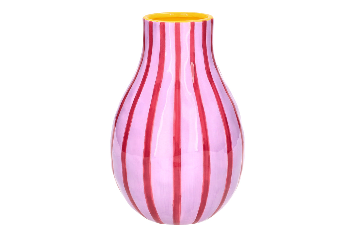 Artisan – Vase gestreift L, lila/pink