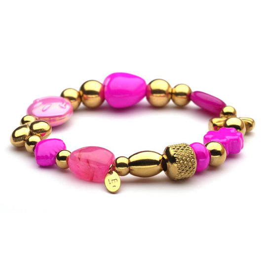 LizzyMae-Armband Edelstahl - Gold - Sommerfuchsia